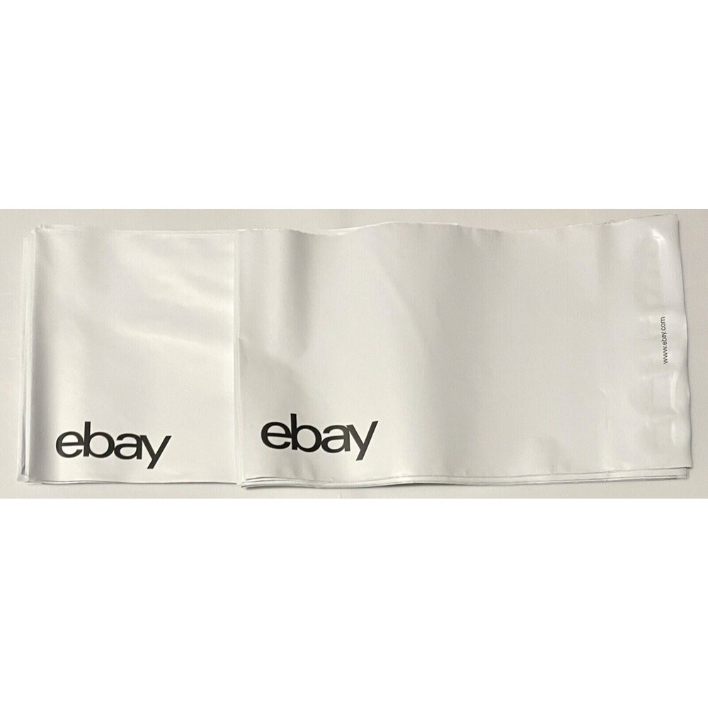 45 Count 6.25" x 8.5" White Plastic Polymailer (No padding) – Black eBay Logo